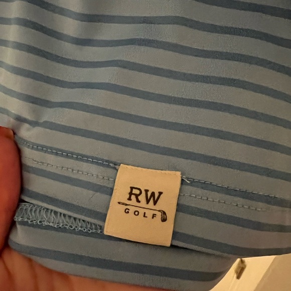 Rorie Whelan Men's Blue Striped Polo Shirt - Picture 2 of 4